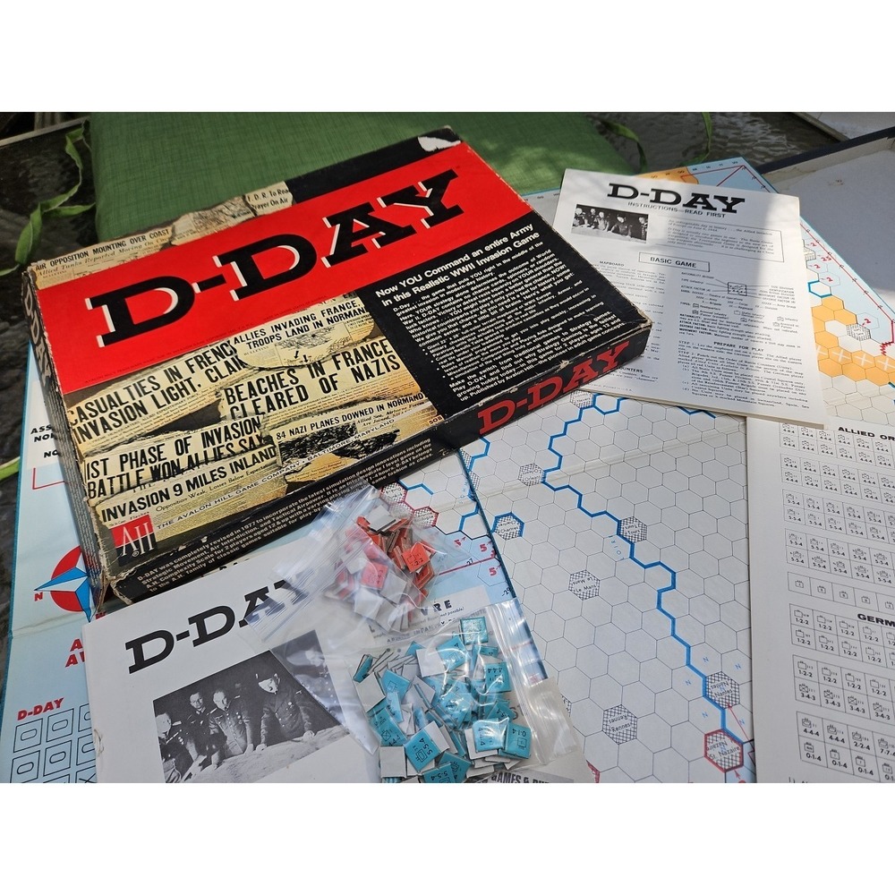 Vintage Avalon Hill D-Day Invasion Board Game WW2 War Strategy 1961 COMPLETE